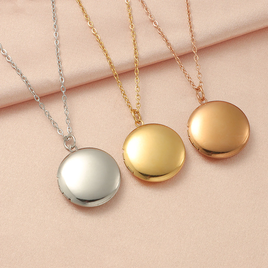 Round Engravable Pendant With 45cm chain,Engravable Photo Locket Personalized disc,Blank disc necklace