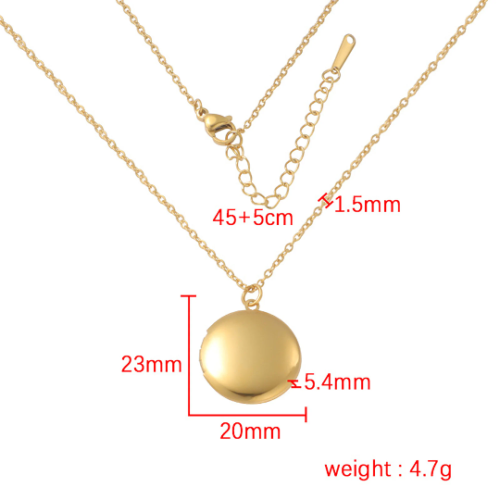 Round Engravable Pendant With 45cm chain,Engravable Photo Locket Personalized disc,Blank disc necklace