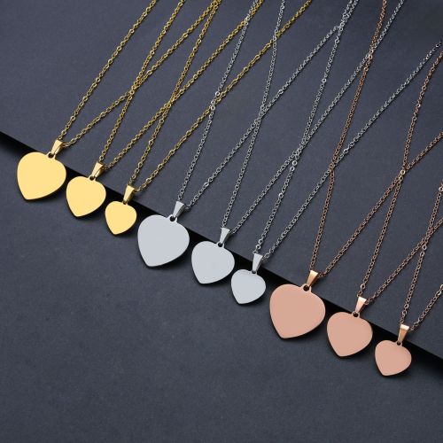 Laser Engravable Heart Pendant With 45cm chain,Coin Stamping Blanks Disc Tags Plate Pendant for Necklace,Personalized disc