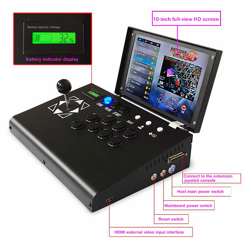 8700 Games 3D Pandora System Video Game Console with Monitor Mini Clamshell Arcade 10-Inch HD Screen (Upgraded Version)