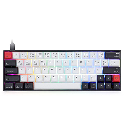 AK64 64-Key Gaming Mechanical Keyboard Wired Type-C Mode PBT Keycaps with RGB Backlit for Win/Mac