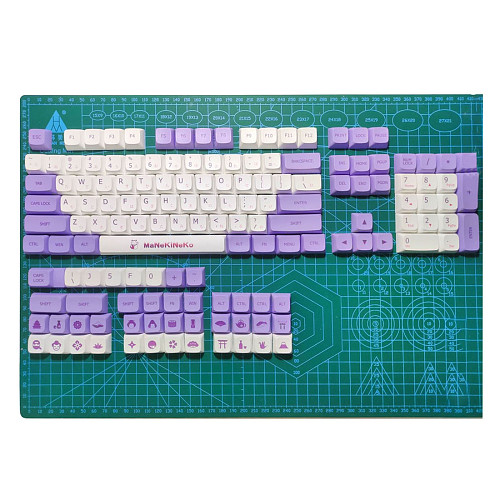 138pcs Milk Purple Keycaps Set PBT Dye-sub with Puller for 61/64/87/96/104 Keys GH60 /RK61 /Matrix /Joke Custom Gaming Mechanical Keyboard