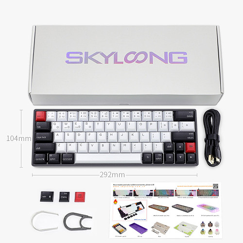 AK64 64-Key Gaming Mechanical Keyboard Wired Type-C Mode PBT Keycaps with RGB Backlit for Win/Mac