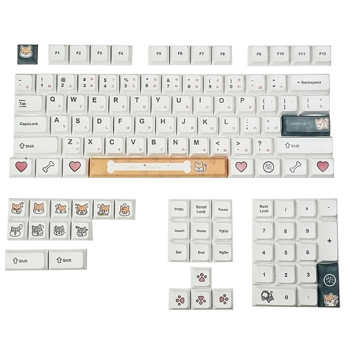 113pcs Shiba Inu Keycaps Set XDA Profile PBT Dye-sub for GH60/64/68/96/87/104/108 Gaming Mechanical Keyboard