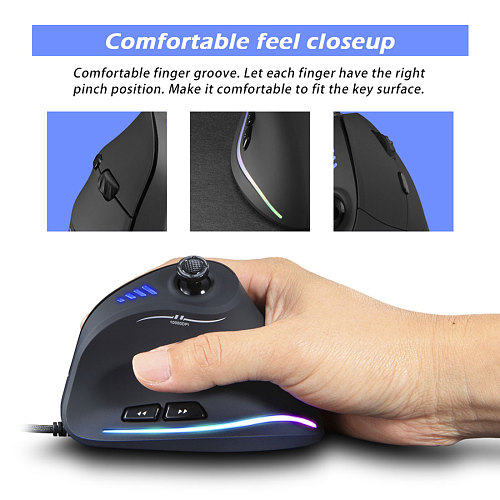 Vertical Gaming Mouse RGB Light Wired Mouse for Computer Laptop