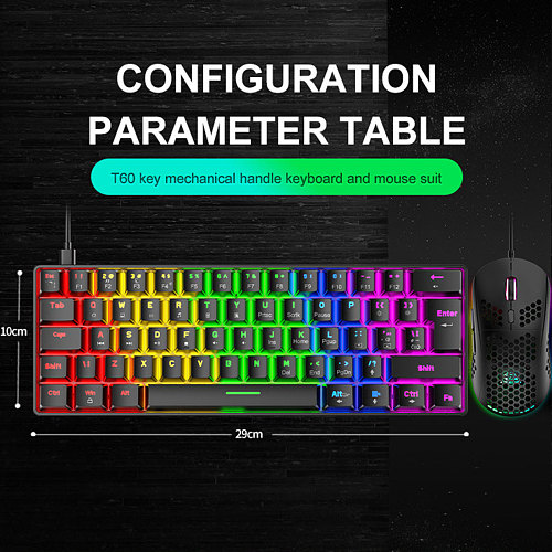 Wired Gaming Mechanical Keyboard 60% with Mouse Combo RGB Chroma for iPad Laptop (Red Switch)