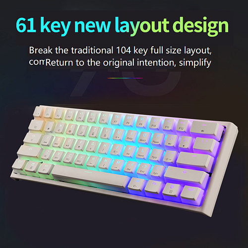 Magic-Refiner MK25 61-Key Gaming Mechanical Keyboard 60% RGB Backlit Wired Doubleshot Pudding Keycaps