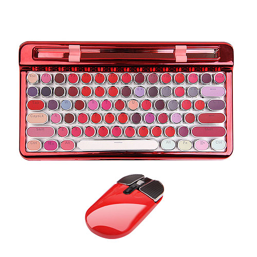 Retro Mechanical Keyboard Bluetooth with Wireless Mouse for Win/MAC/IOS/Linux (Blue Switches)