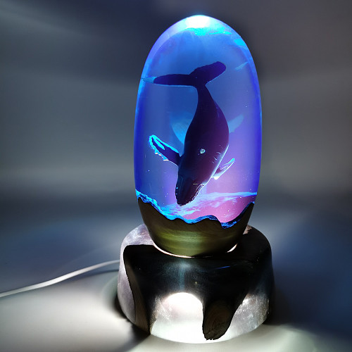 Resin Whale LED Night Light Model Creative Room Decor