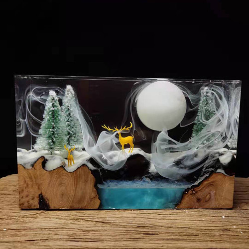 Jungle Deer Resin LED Night Light Novel Unique Desktop Decor
