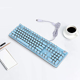 X9VR Punk Round Keycaps Gaming Mechanical Keyboard USB Wired White Backlight