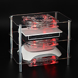 Silent Radiator Cooling Fan Acrylic Multi-layer Rack Three-layer 3 Fans with USB Cable for Router/Set Top Box/Media Box