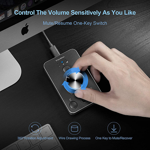 Volume Controller Multimedia Controller Knob with One-Click Mute Function and 3 Volume Control Modes