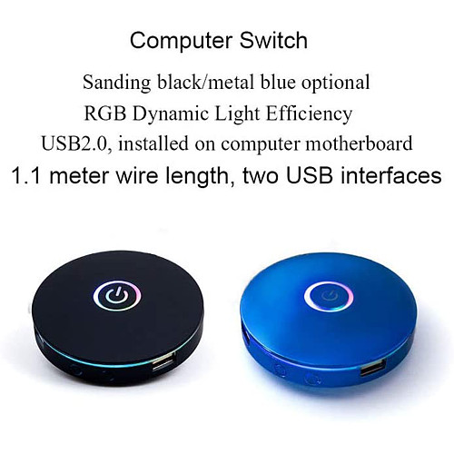 Desktop Computer Switch RGB Light Effects External Power Button with Dual USB Ports