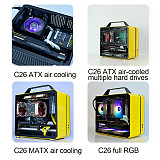 [Yellow] Micro-ATX Mini Case 12.9L Portable Side-Through SFX Power Supply ITX/MATX Case C26