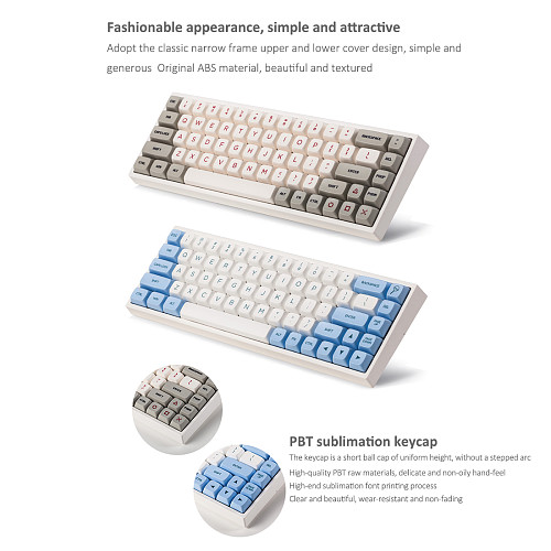 [Cherry Red Switch] Keydous NJ68 3-Mode 2.4G Plug Wire Bluetooth Wireless Hot Swappable RGB Mechanical Keyboard