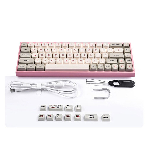 [TTC Golden Pink Switch] Keydous NJ68 3-Mode 2.4G Plug Wire Bluetooth Wireless Hot Swappable RGB Mechanical Keyboard