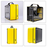 [Yellow] Micro-ATX Mini Case 12.9L Portable Side-Through SFX Power Supply ITX/MATX Case C26
