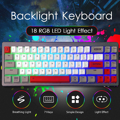 MEK6 71-Key Wired Mechanical Keyboard RGB Backlit PBT Keycap CNC Aluminum Case for PC Gamer