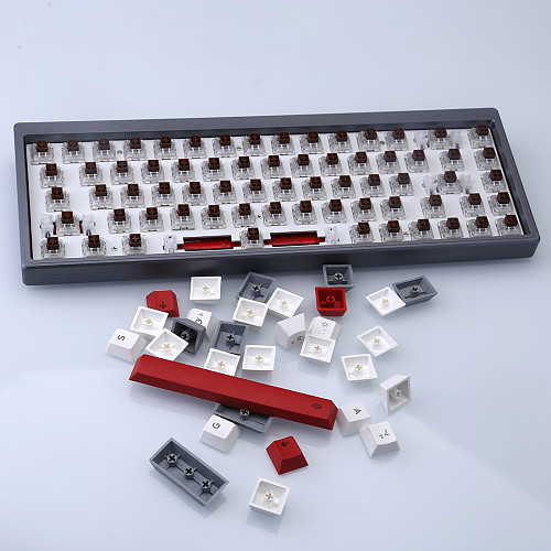 Mechanical Keyboard Kit 68-Key DIY 65% Compact Layout QMK Anodized Aluminum Case Plate Hot-swappable RGB LED Backlighting Type C PCB
