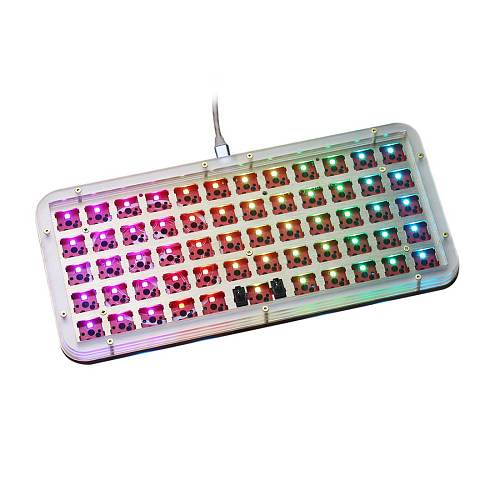 59-Key Mechanical Keyboard Customized Max Plank Kit RGB Backlit Hot Swapable Carbon Fiber Positioning Plate Transparent Acrylic