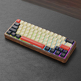 61 Solid Wood Mechanical Wired Keyboard Kit 60% Lined Switch Seat Hot-Swappable Walnut RGB Light