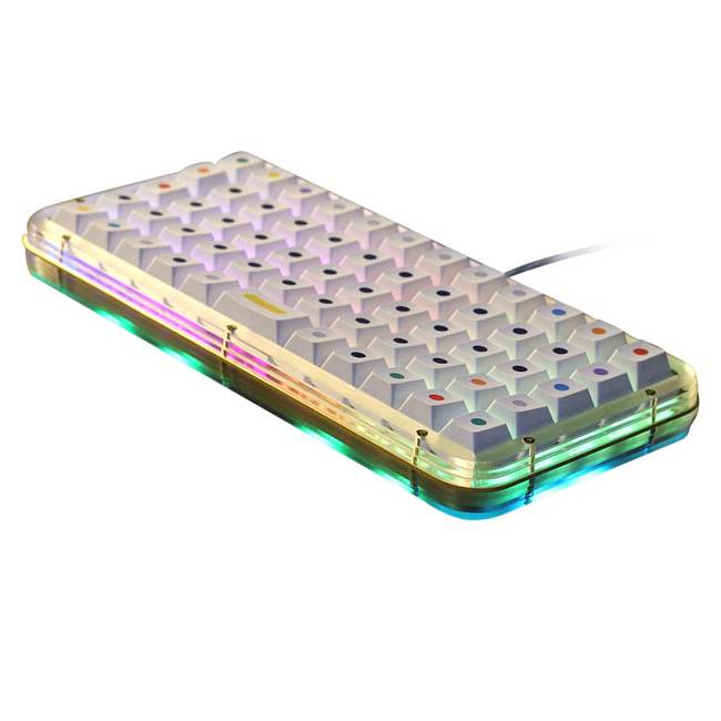 59-Key Mechanical Keyboard Customized Max Plank Kit RGB Backlit Hot Swapable Carbon Fiber Positioning Plate Transparent Acrylic