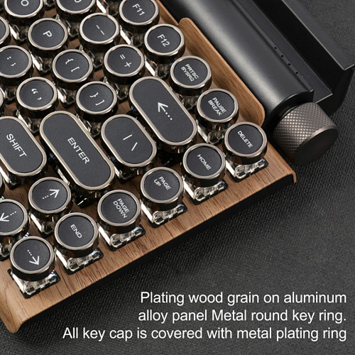 84-Key Retro Typewriter Wired/Bluetooth Mechanical Keyboard Punk Keycaps Standard Gaming Keyboard US QWERTY Layout