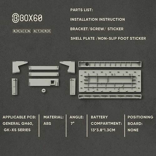 DIY Assembly C64 Retro Customized Mechanical Keyboard Plate Case Suitable for GH60 - GK-XS Series PCB
