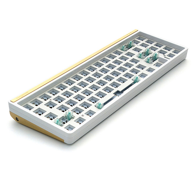 Customized Aluminum Alloy CNC Mechanical Keyboard Kit 71 Keys Hot-Swappable Aluminum Alloy White Electrophsis Kit (Switch Bed +RGB Light)