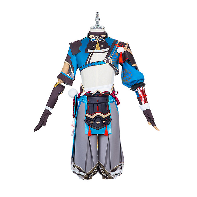 Genshin Impact Gorou Cosplay Costume Uniform Dress Outfit with Long Hair Tail