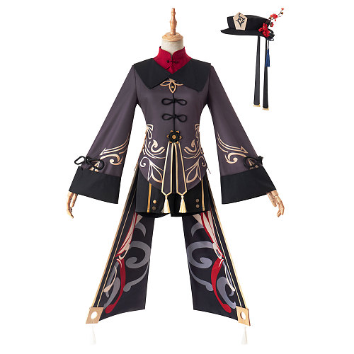 Genshin Impact Hu Tao Cosplay Costume Outfit with Hat