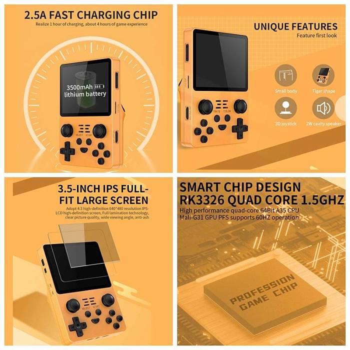 NEW Powkiddy RGB20S Handheld Retro Console with Builtin Games