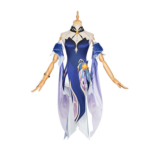 Genshin Impact Cosplay Costume Ningguang Orchid's Evening Gown Character Cartoon Game Uniform Dress Up Set