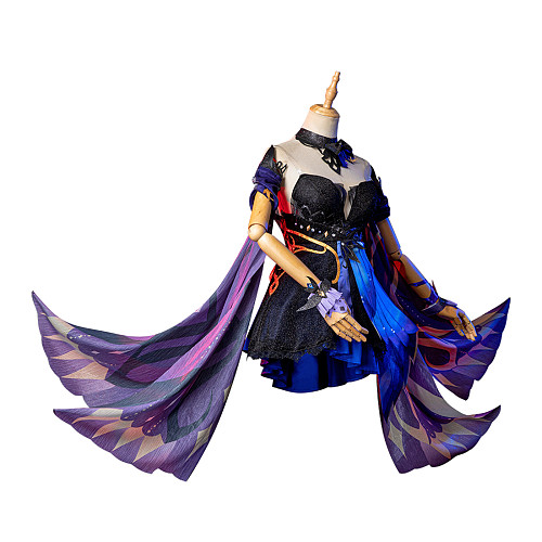 Genshin Impact Cosplay Costume Keqing Neon Dress Opulent Splendor Cartoon Game Character Uniform Dress Up Set