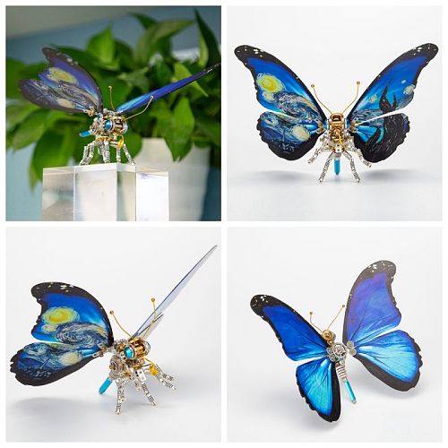 Steampunk 3D Metal Morpho Menelaus Starry Butterfly Model DIY Kits (150PCS+)