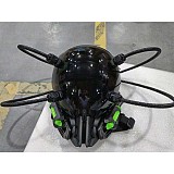 Future Punk Function Helmet Halloween Cosplay Mask Costume Headwear with LED Lights Decorative Pipes for Men