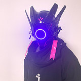 Future Punk Helmet Halloween Cosplay Mask Costume Headwear with Light Cosplay Costume Props for Men