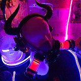 Sci-fi Punk Helmet Halloween Cosplay Mask Costume Headset-Horns for Men & Women (Black)