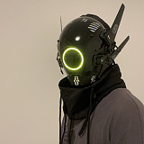 Future Punk Helmet Halloween Cosplay Mask Costume Headwear with LED Lights for Men (Colorful)