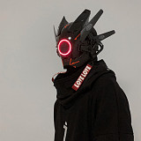 Future Punk Helmet Halloween Cosplay Mask Costume Headwear with 2 Pairs of Wings for Men