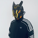Future Punk Helmet Mask LED Lights Cosplay Costume Props for Men (Orange-Yellow)