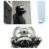 Future Punk Tech Helmet Halloween Cosplay Mask Costume Headwear with Light for Men (Silver)