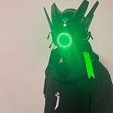 Future Punk Helmet Halloween Cosplay Mask Costume Headwear with Light Cosplay Costume Props for Men