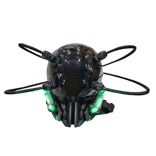 Future Punk Function Helmet Halloween Cosplay Mask Costume Headwear with LED Lights Decorative Pipes for Men