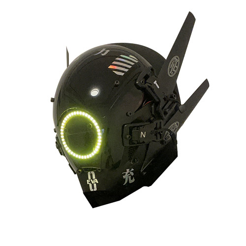 Future Punk Helmet Halloween Cosplay Mask Costume Headwear with LED Lights for Men (Colorful)