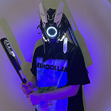 Future Punk Helmet Halloween Cosplay Mask Costume Headwear with LED Light for Men