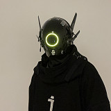 Future Punk Helmet Halloween Cosplay Mask Costume Headwear with LED Lights for Men (Colorful)
