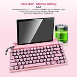 (Pink) Retro Typewriter Mechanical Keyboard Punk Keycaps Wired & Bluetooth Mobile Tablet MAC 84-Key Standard Gaming Keyboard US QWERTY Layout Red/Brown/Blue Switch