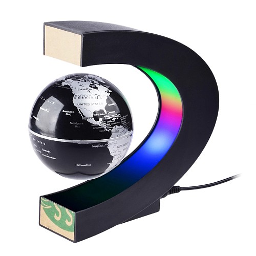 C-Shape Magnetic Levitation Globe Rotating with LED Lights Gaming Room Setup